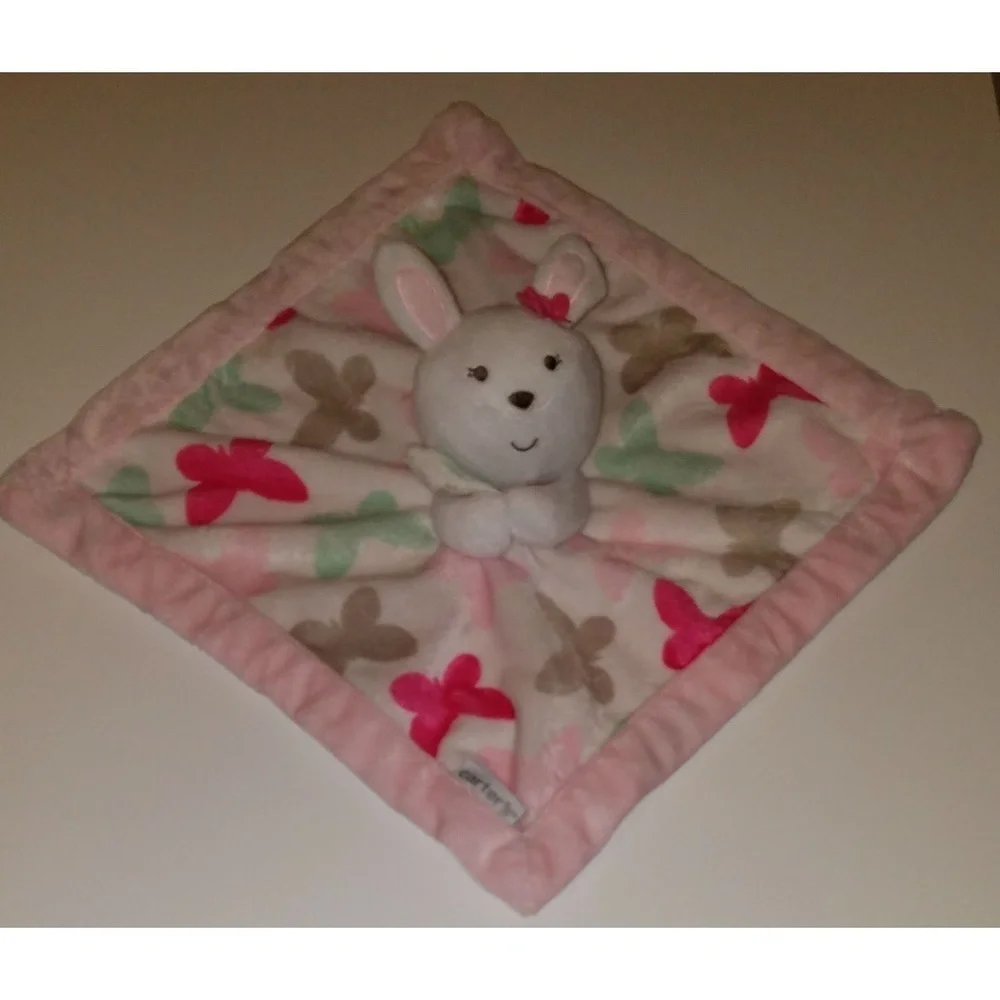 Carter's Bunny Rabbit Butterfly Lovey White Pink Gray Green